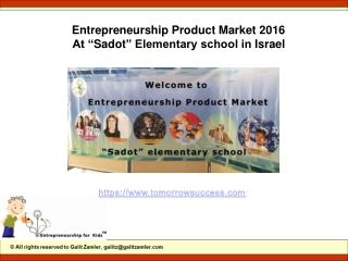 Entrepreneurship Product Market at Elementary School in Israel