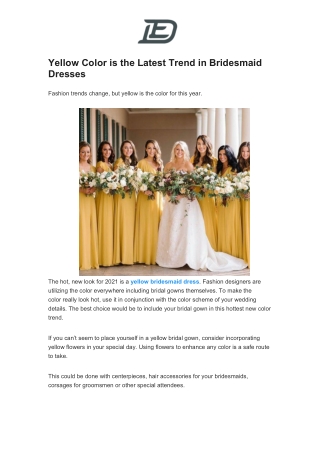 Yellow Color is the Latest Trend in Bridesmaid Dresses