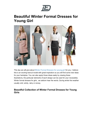 Beautiful Winter Formal Dresses for Young Girl