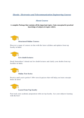 Ekeeda - Electronics and Telecommunication Engineering Courses