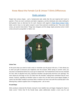 Know About the Female Cut & Unisex T-Shirts Differences