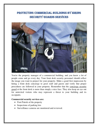 Protecting Commercial Buildings by Hiring Security Guards Services