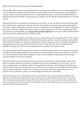 What is Microsoft 365? Secure Access For Office Applications