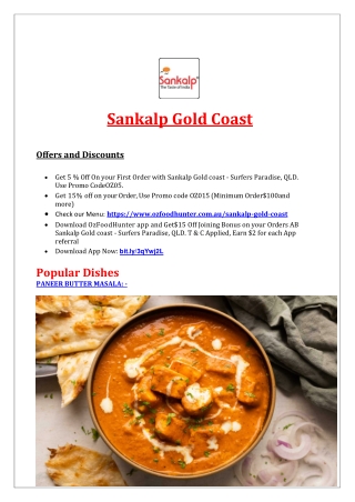 5% off - Sankalp Indian Restaurant Gold coast, QLD