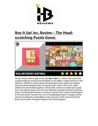Box It Up- Inc. Review – The Head-scratching Puzzle Game