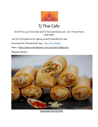 5% Off - TJ Thai Cafe Toowoomba City Menu, QLD
