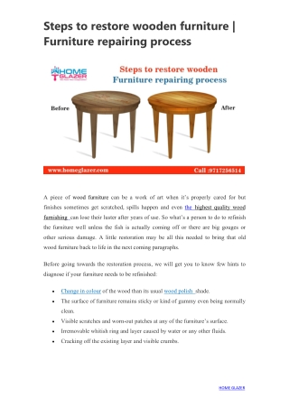 Steps to restore wooden furniture  Furniture repairing process