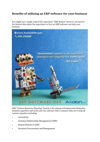 Benefits of utilizing an ERP software for your business