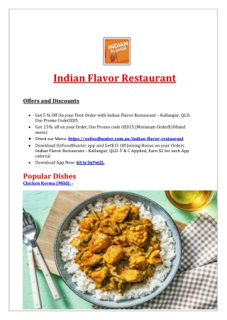 5% Off - Indian Flavor Restaurant - Kallangur, QLD