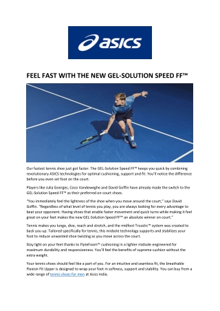 FEEL FAST WITH THE NEW GEL-SOLUTION SPEED FF™