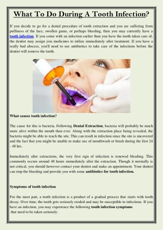 What To Do During A Tooth Infection