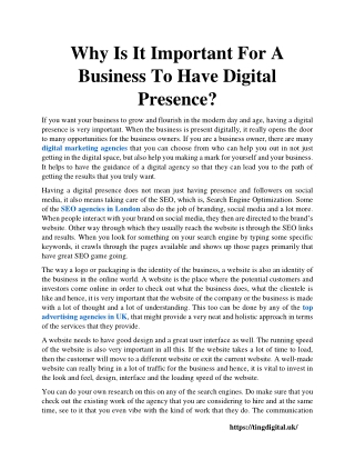 Why Is It Important For A Business To Have Digital Presence