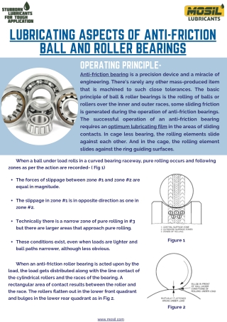 Lubricating aspects of anti friction ball and roller bearings