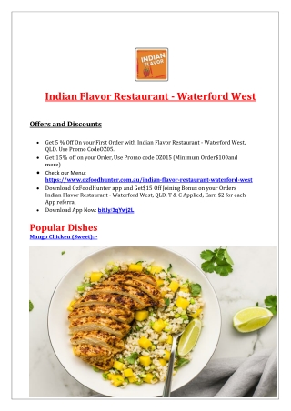 5% Off - Indian Flavor Restaurant Waterford West Takeaway, QLD