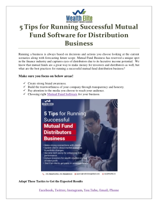 5 Tips for running mutual fund distribution buisness