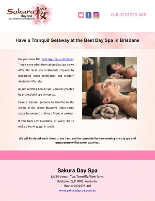 Have a Tranquil Getaway at the Best Day Spa in Brisbane