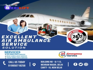Here Get Medilift Air Ambulance in Ranchi and Guwahati with Doctor Facility