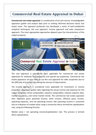 Commercial Real Estate Appraisal in Dubai