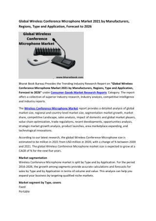 Global Wireless Conference Microphone Market Research Report 2021-2026