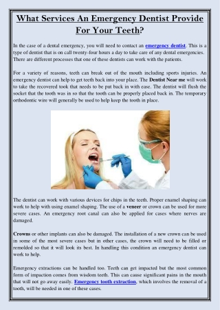 What Services An Emergency Dentist Provide For Your Teeth