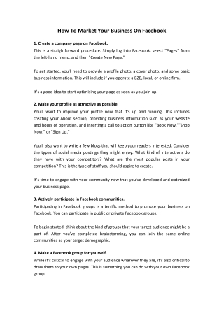 How To Market Your Business On Facebook