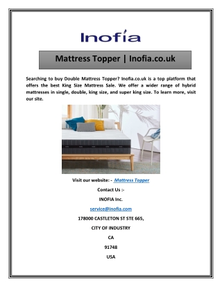 Mattress Topper | Inofia.co.uk