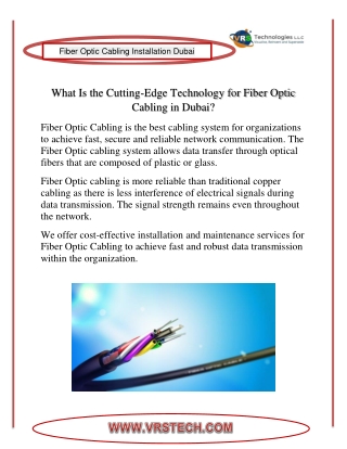 Find The Cutting-Edge Technology for Fiber Optic Cabling in Dubai