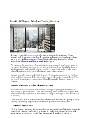 Benefits Of Regular Window Cleaning Services