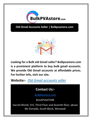 Old Gmail Accounts Seller | Bulkpvastore.com