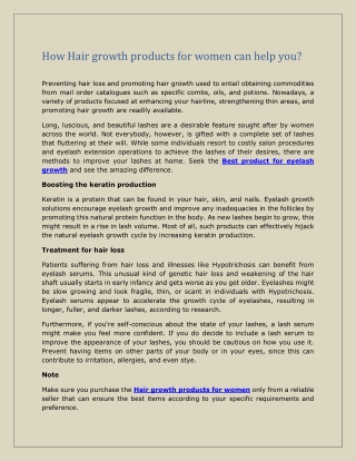 How Hair growth products for women can help you