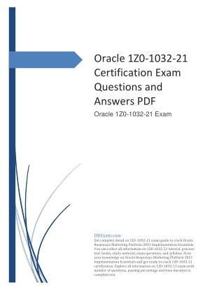 Oracle 1Z0-1032-21 Certification Exam Questions and Answers PDF
