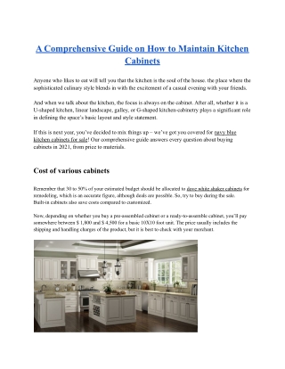 An Effective Guidance on How to Maintain Kitchen Cabinets