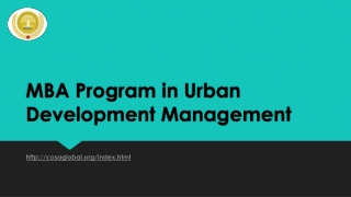 MBA Program in Urban Development Management