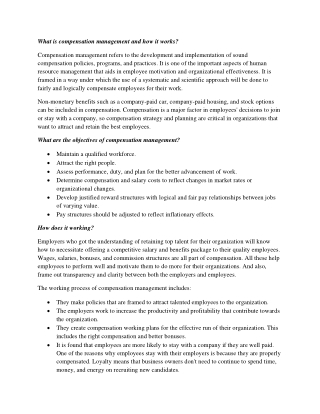 What is compensation management and how it works