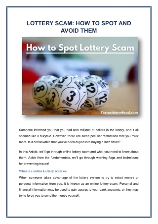 LOTTERY SCAM HOW TO SPOT AND AVOID THEM
