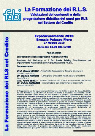 La Formazione dei RLS nel Credito