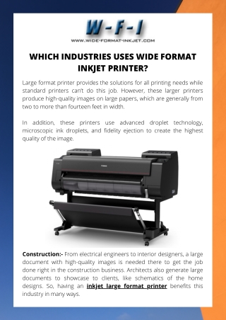 Which Industries Uses Wide Format Inkjet Printer?