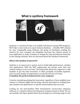 What is symfony framework