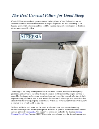 The Best Cervical Pillow for Good Sleep