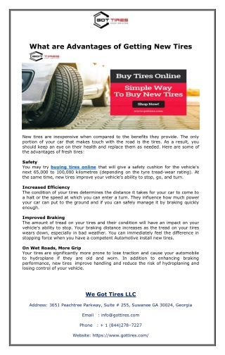 What are Advantages of Getting New Tires