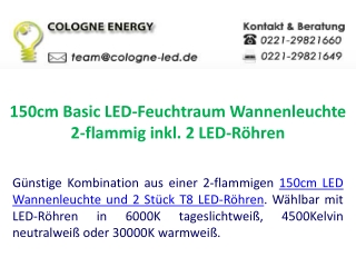 150cm Basic LED-Feuchtraum Wannenleuchte 2-flammig inkl. 2 LED-Röhren