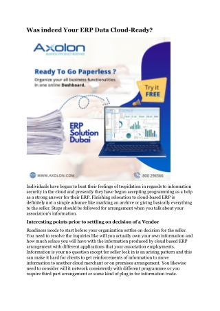 Was indeed Your ERP Data Cloud-Ready?