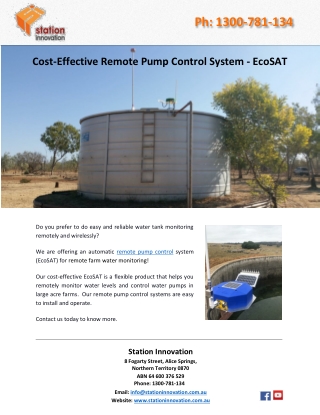 Cost-Effective Remote Pump Control System – EcoSAT