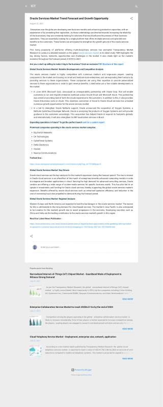 Oracle Services Market Sales Size Share Forecast 2027
