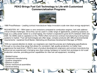 PEKO Brings Fuel Cell Technology to Life with Customized Commercialization Progr
