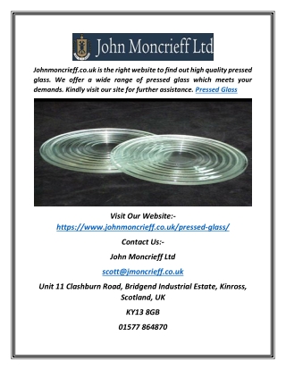 Find High Quality Pressed Glass- Johnmoncrieff.co.uk