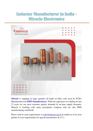 Inductor Manufacturer in India - Miracle Electronics