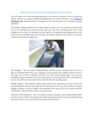 Most Usual Roof Issues The Roofing Contractors Solve