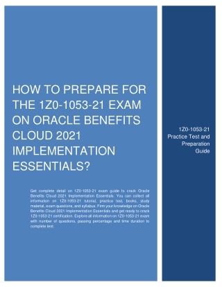 How to prepare for the 1Z0-1053-21 Exam on Oracle Benefits Cloud 2021?