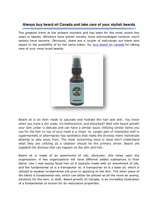 Always buy beard oil Canada and take care of your stylish beards